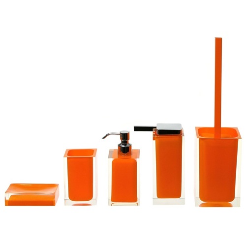 Bathroom Accessory Set, Gedy RA300-67, Rainbow Orange Accessory Set of Thermoplastic Resins RA300-67